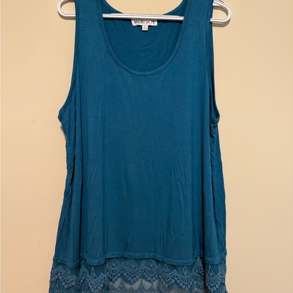 Merona Blue Lace Trim Tank Top